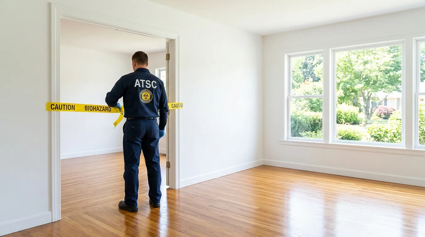 Certified biohazard cleanup crew performing Decomposition Cleanup in Hoboken